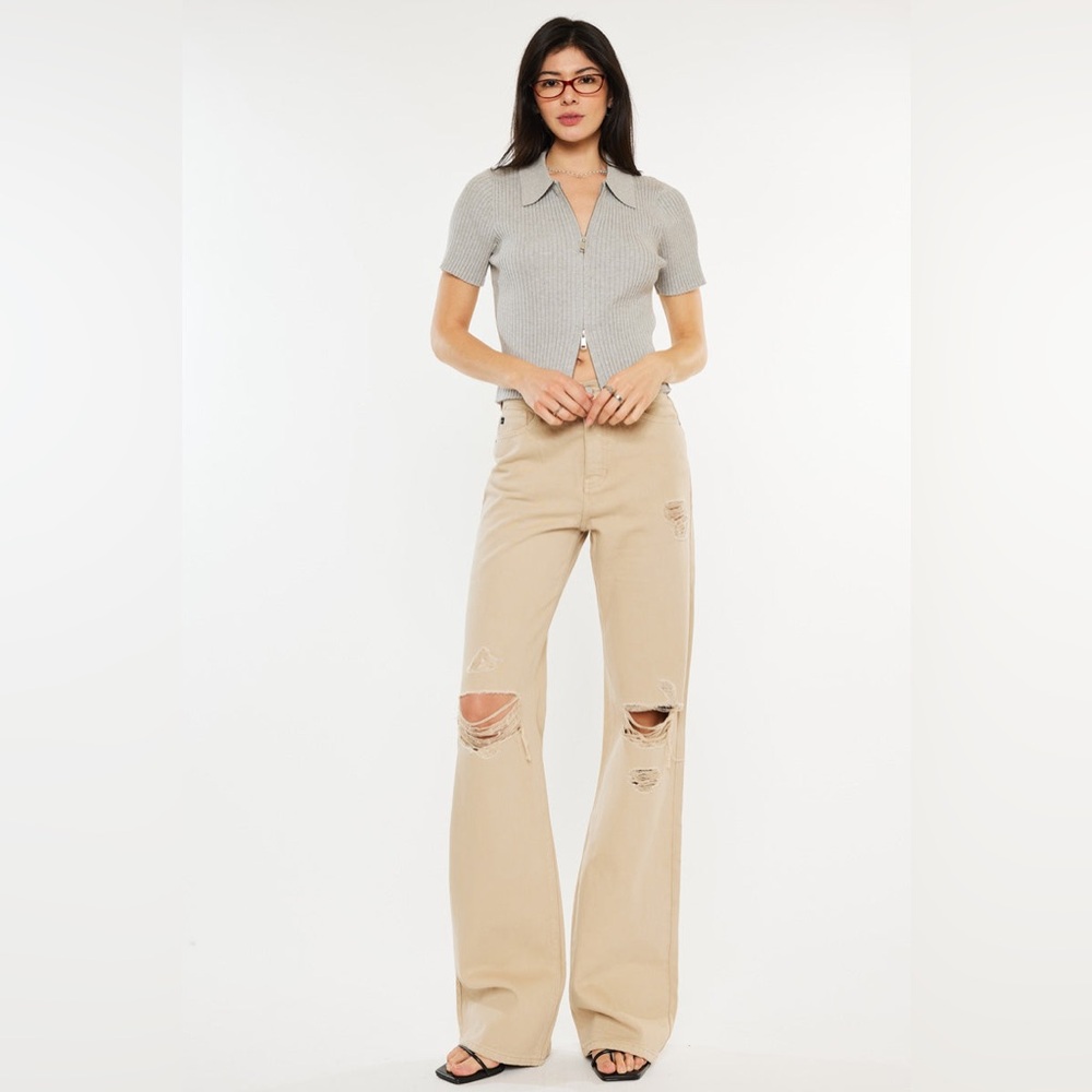 Kancan Montana Ultra High Rise 90's Flare Jeans Taupe Size 3/25